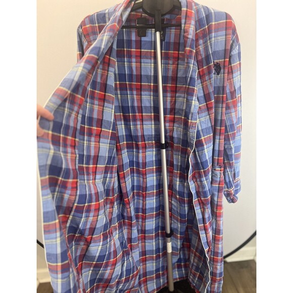 Polo Ralph Lauren Mens Red Multicolor Plaid Sleepwear Robe Small / Medium - Picture 2 of 10